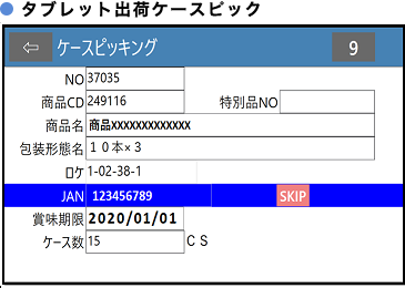 タブレット出荷ケースピック